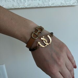 Stylish equestrian Horseshoe and bit Bracelets set